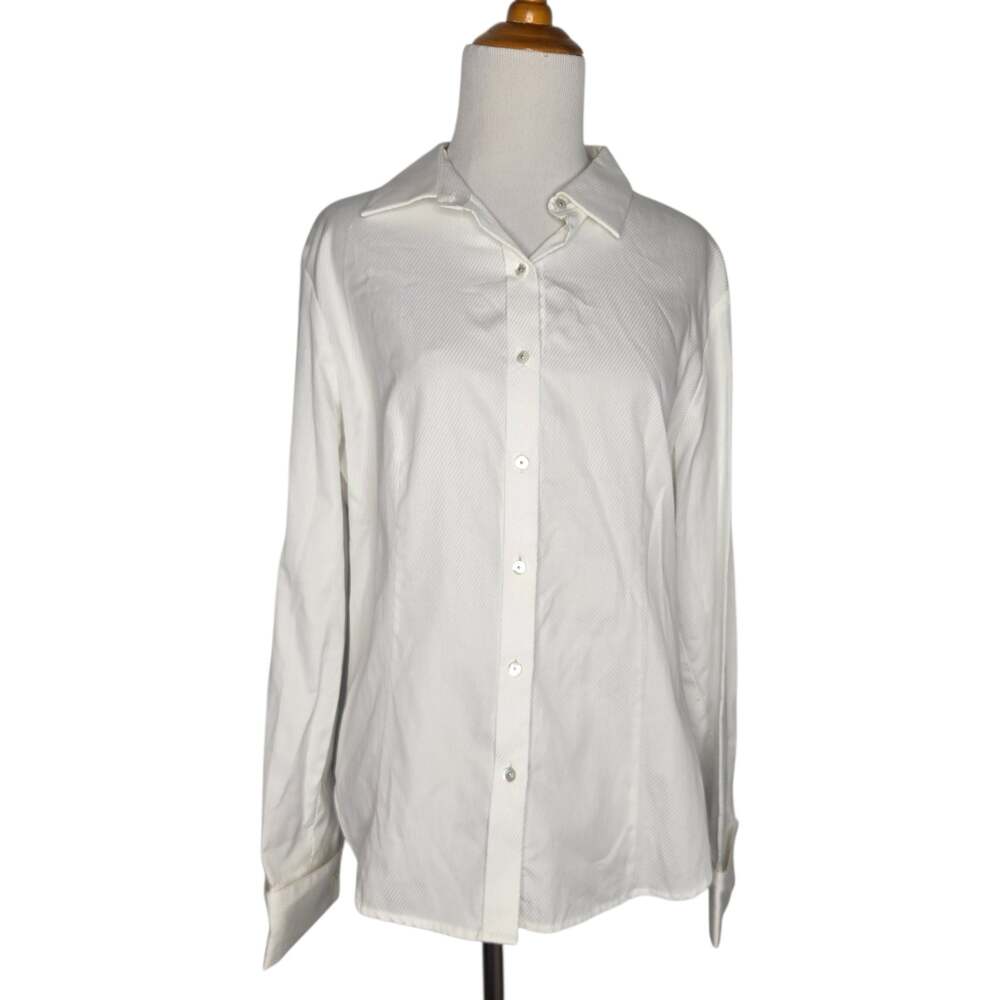 NWT Talbots Haberdashery Dress Shirt White Crips Poplin French Cuffs Womens 14P